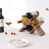 OAKERLAND Walnut Wood Wine Storage Rack Countertop, 4 Bottle Wine Rack Free Standing Wine Storage, Wine Shelf Organizer, Perfect for Home Décor and Wine Gifts, No Need Assembly (Walnut) OAKERLAND