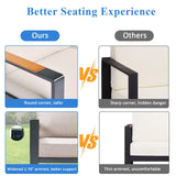 YOEEMZ Aluminum Patio Furniture Set, All-Weather Outdoor Couch Sectional, L Shaped Patio Conversation Sets, Metal Corner Sofa with Teak Coffee Table, Beige YOEEMZ