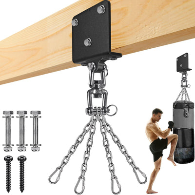 Punching Bag Hanger with Stainless Steel Chain 1000 LB Capacity Heavy Bag Beam Hanger Bracket 360° Swivel Boxing Bag Hanging kit Punching Bag Beam Mount Hooks for Muay Thai
