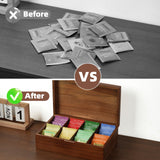 Acacia Wood Tea Bag Organizer, 8 Compartments Tea Box Organizer Storage Box, Tea Box for Tea Bags Chest, Tea Bag Holder with Magnetic Lid for Beverage Supplies, Sugar, Sweeteners, Individual Packets VOSEPO