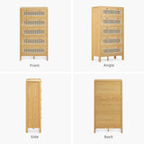 DWVO 47" Tall Natural Rattan 5 Drawer Dresser, Boho Dresser Chest of Drawers with Golden Handles, Wood Dresser Storage Cabinet for Hallway, Entryway, Hold up to 300lbs, Oak DWVO