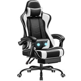Homall Gaming Chair, Video Game Chair with Footrest and Massage Lumbar Support, Ergonomic Computer Chair Height Adjustable with Swivel Seat and Headrest (White) Homall