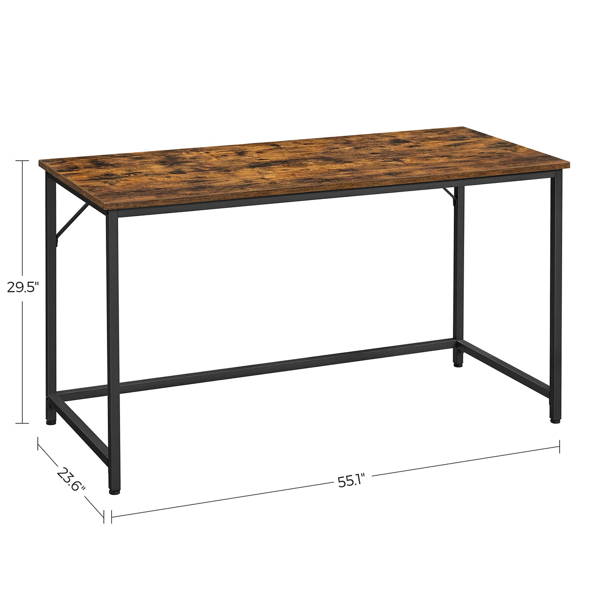 VASAGLE Computer Desk, Gaming Desk, Home Office Desk, for Small Spaces, 23.6 x 55.1 x 29.5 Inches, Industrial Style, Metal Frame, Rustic Brown and Black ULWD043B01 VASAGLE