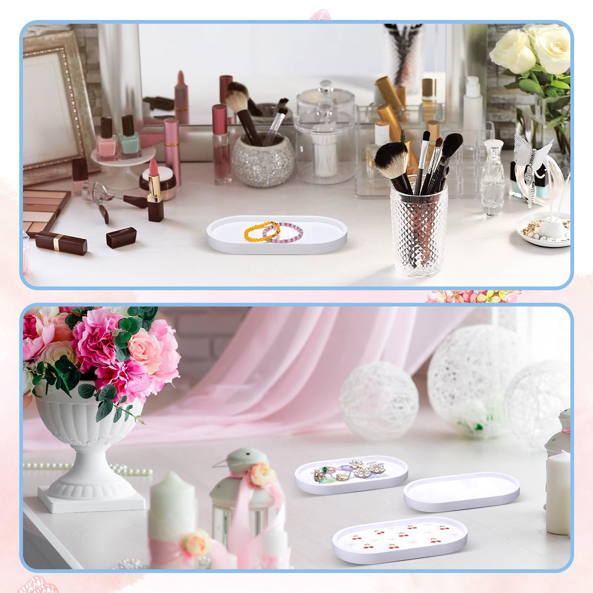 MotiMind 4 Set Jewelry Tray Ceramics to Paint Ready to Paint Your Own Ceramic Ring Dish Holder DIY Unpainted Plaster Trinket Dish Paintable Tray Crafts with Brush Palette for Adults(Oval Shape) MotiMind