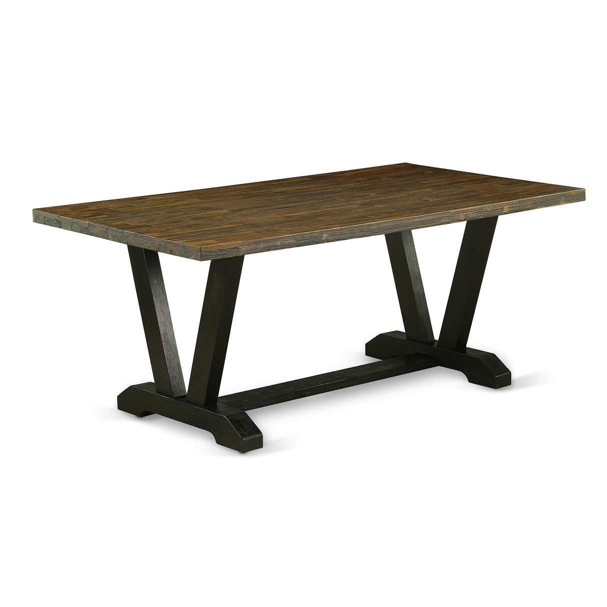 East West Furniture V-Style Mid-Century Modern Dining Rectangle Solid Wood Table Top with Stylish Legs, 40x72 Inch, VT677 East West Furniture