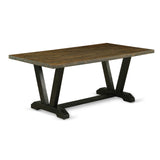 East West Furniture V-Style Mid-Century Modern Dining Rectangle Solid Wood Table Top with Stylish Legs, 40x72 Inch, VT677 East West Furniture