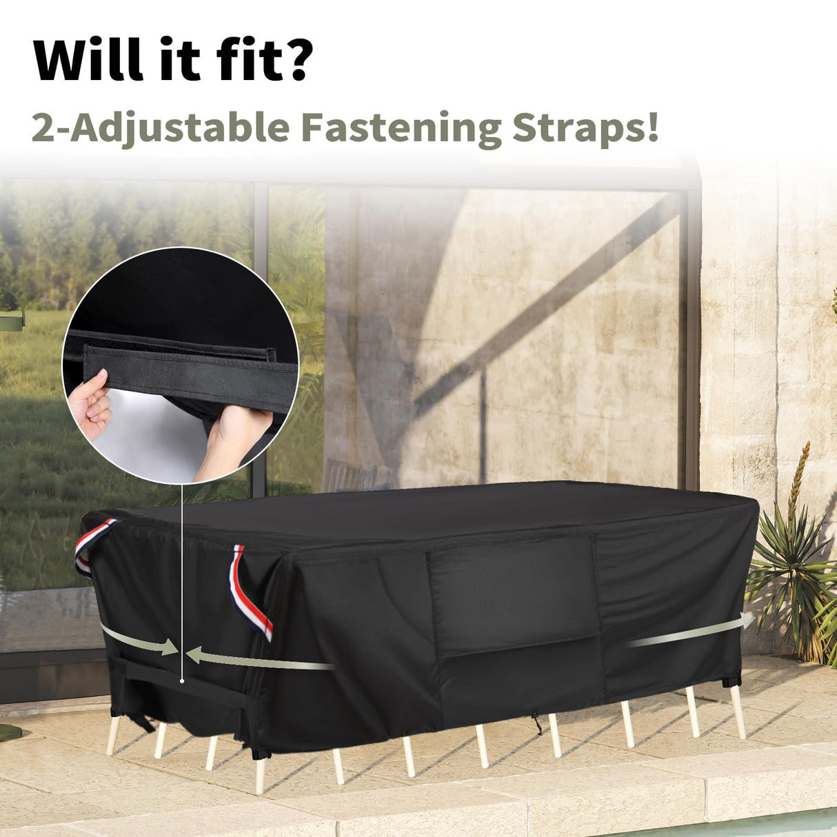 KylinLucky Patio Furniture Covers Waterproof for Table and Chairs Set, Outdoor Table Covers Rectangular Fits up to 108L x 82W x 28H inches KylinLucky