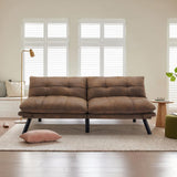 SoarFlash 67 Inch Futon Double Sofa Bed, 2 in 1 Velvet Loveseat with Adjustable Backrest Memory Foam Sofa for Living Room Bedroom Office Apartment Compact Couch(Brown) SoarFlash