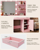 LIVELYGLOW Vanity with Lights, Makeup Vanity with Mirror, 3 Lighting Modes, for Bedroom, Pink LIVELYGLOW