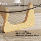 Modern Glass Coffee Table, 32.68" D x 22.44" W x 15.75" H, Abstract Round Tea Tables for Living Room Home Office Industrial Cocktail Tables (Log-Clear Glass/32.68") 1 EasySoul