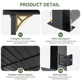 Aoxun 10' x 14' Lean to Gazebo, Upgraded Hardtop Outdoor Pergola with Sloping Galvanized Steel Roof, Large Wall-Mounted Heavy Duty Awnings for Patio, Backyard, Deck, Porch (Black) Aoxun