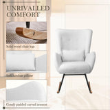 Waleaf Rocking Chair Nursery, Teddy Upholstered Rocking Chair Indoor with High Backrest Glider Accent Chair, Padded Seat Nursing Chair Comfy Chair for Bedroom (Ivory) Waleaf