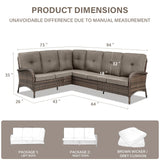Belord 6-Seater Outdoor Sectional Sofa L Shaped Couch Patio Conversation Furniture Set, PE Wicker Patio Sectional Sofa with Removable Gray Cushion for Deck Backyard Sunroom Belord