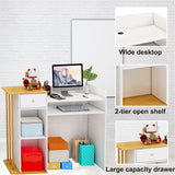 Reception Desk, Reception Counter with Drawers and Storage Shelves, 39 inch Retail Counter for Checkout with Cable Grommet, Suitable for Salons, Beauty, Clothing Stores,Thickened Wooden Board Aibogiter