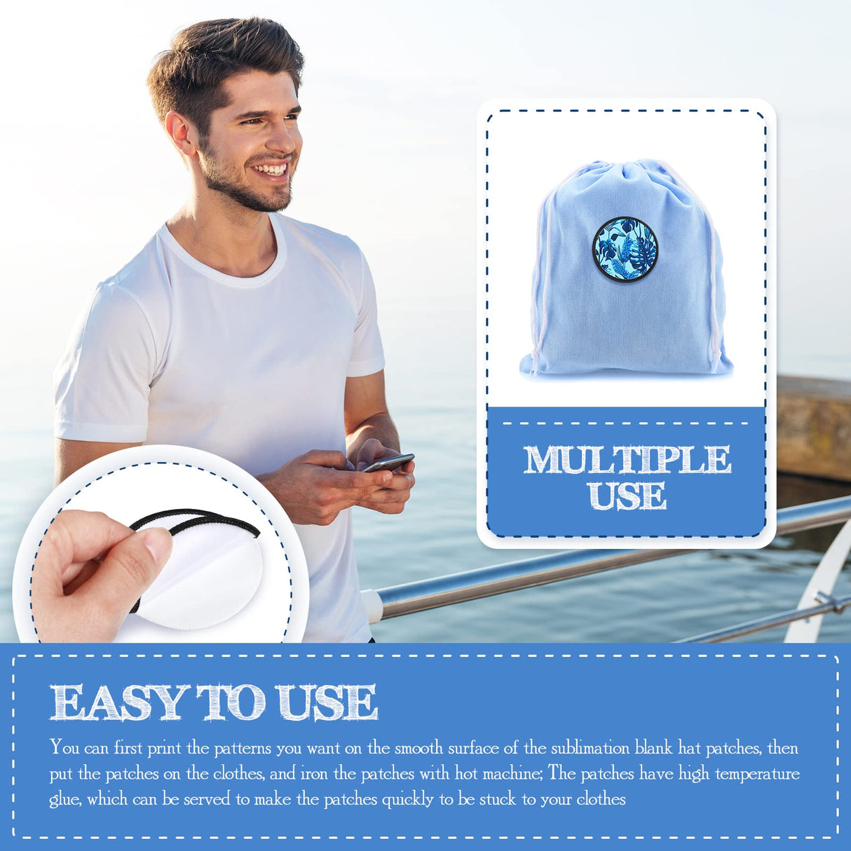 Juinte 140 Pieces Sublimation Patches Blank Hat Patches Sublimation Patches Blank for Hats Hat Patches Blank Patches for Clothes Hat Dress Patch (Black, Blue, Red, Khaki) Juinte