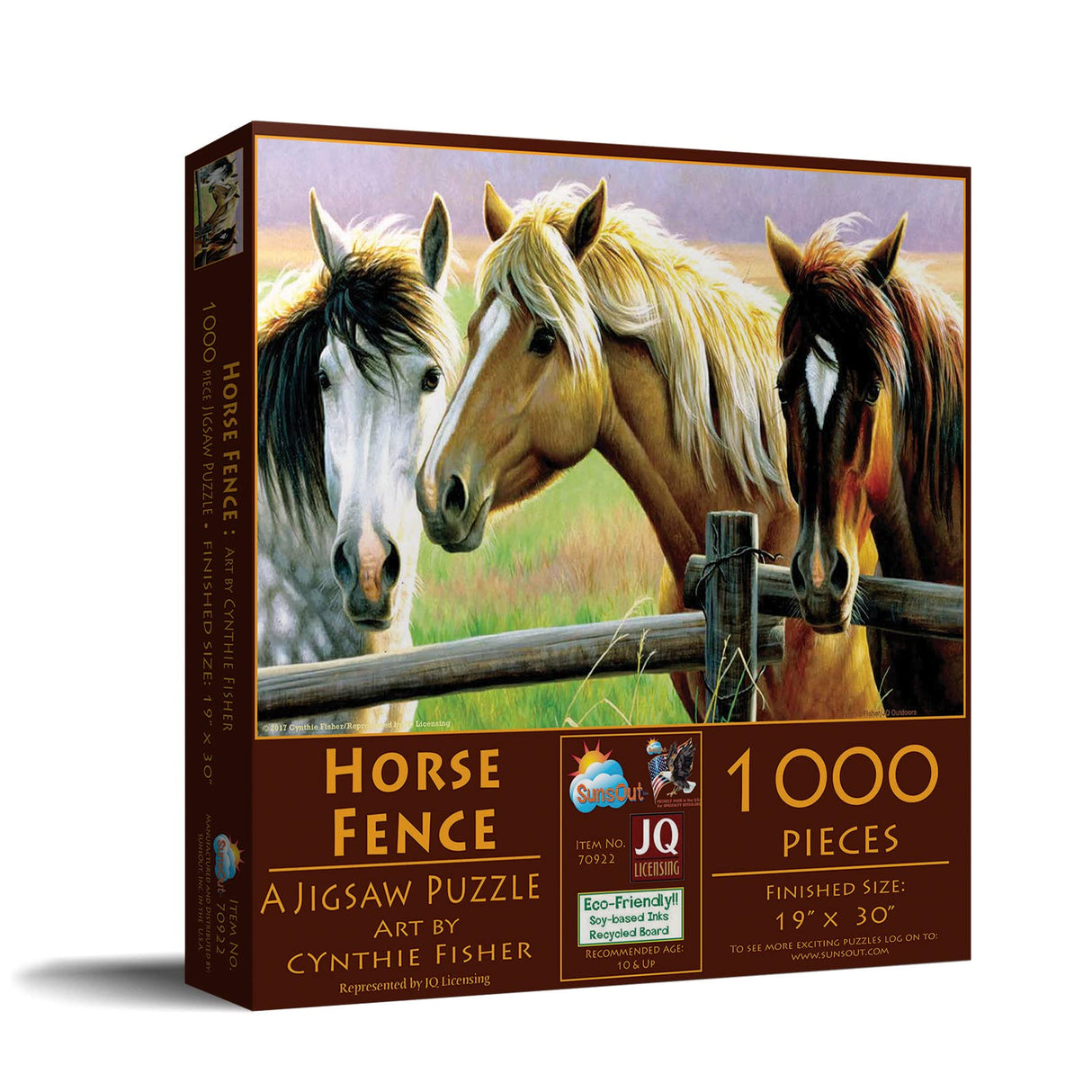 SUNSOUT INC - Horse Fence - 1000 pc Jigsaw Puzzle by Artist: Cynthie Fisher - Finished Size 19" x 30" - MPN# 70922 SunsOut