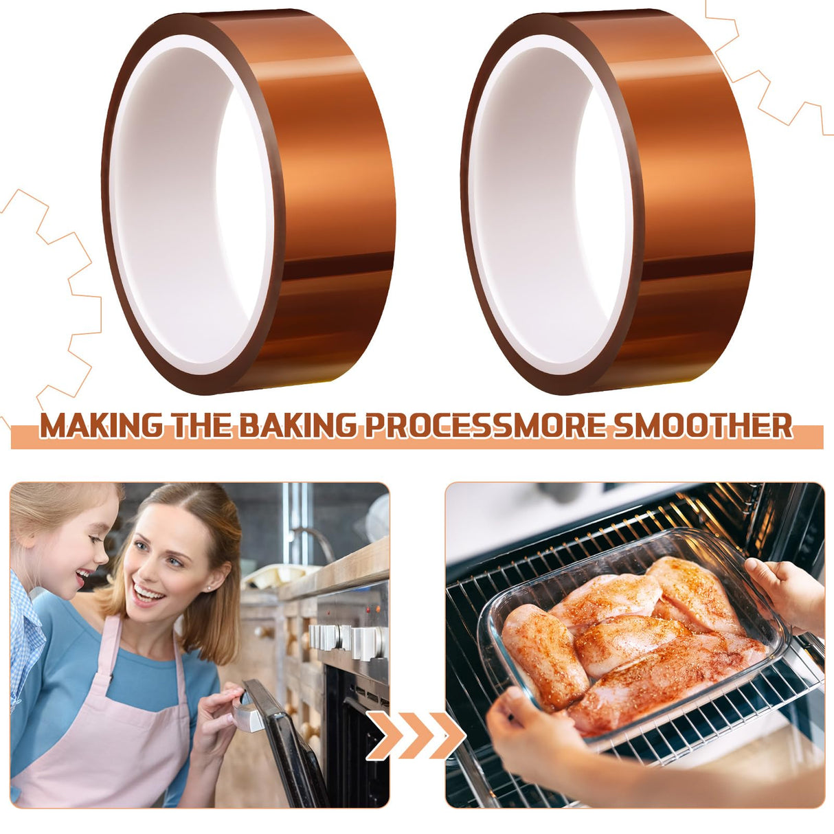 Outus 2 Rolls Heat Tape High Temperature Polyimide Tape, 500 Fahrenheit Degree Heat Resisitant Heat Transfer Tape Adhesive Tape for Soldering, Electrical, 3D Printer Application (1.18''x 108ft) Outus