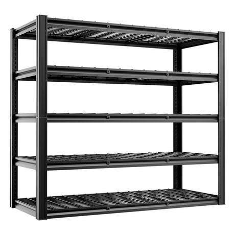 cynnda 5-Tier 60”W x 24”D x 78”H Garage Shelving Adjustable Metal Storage Shelves 3000LBS Garage Shelving Heavy Duty Utility Shelf Unit Storage Racks for Warehouse(Black) cynnda