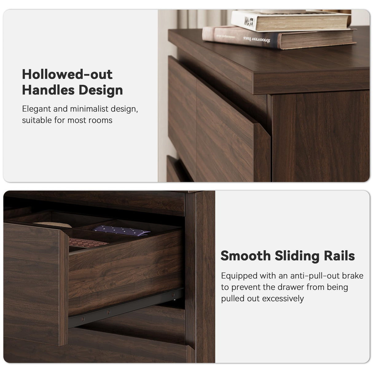 Brown Tall 7 Drawer Dresser for Bedroom, Modern Wood Closet Dressers & Chests of Drawers with Jewelry Storage, 23.6" L*15.8" W*47.5" H in Large Vertical Dresser for Bedroom, Living Room, Nursery Jocoevol