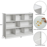 Elegant 3-Tier White Wooden Bookshelf with 8 Sections and Anti-Tilt Device Onirw