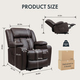 FLEXISPOT XL31 Power Lift Recliner Chair for Elderly, Electric Leather Lift Recliner Chair w/Massage & Heat, Cup Holders, Lift Reclining Chair Sofa for Living Room Bedroom (Brown) FLEXISPOT