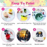 DIYCYCY Easy Paint by Numbers Kit for Adults Beginner,Forest Bear Paint by Number Canvas for Adults,Sunset Landscape DIY Acrylic Oil Number Painting for Adult Home Wall Decor 16x16in (Without Frame) DIYCYCY