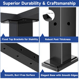 Gyykzz 6 Pack Cable Railing Post 42", Matte Black Stainless Steel T304 Level Drilled Railing Posts for Deck Railing Kit System, Flat Top Heavy-Duty Cable Handrail Post for Indoor Outdoor Deck Balcony Gyykzz