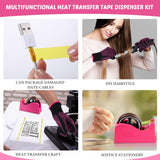 Kosiz 20 Pcs Heat Tape Dispenser Set 2 Heat Resistant Gloves with Silicone Bumps 6 Multi Size Heat Tape for Sublimation Mini Cutter Pen Set Nonskid Weighted Base Tape Holder for Heat Press (Rose Red) Kosiz