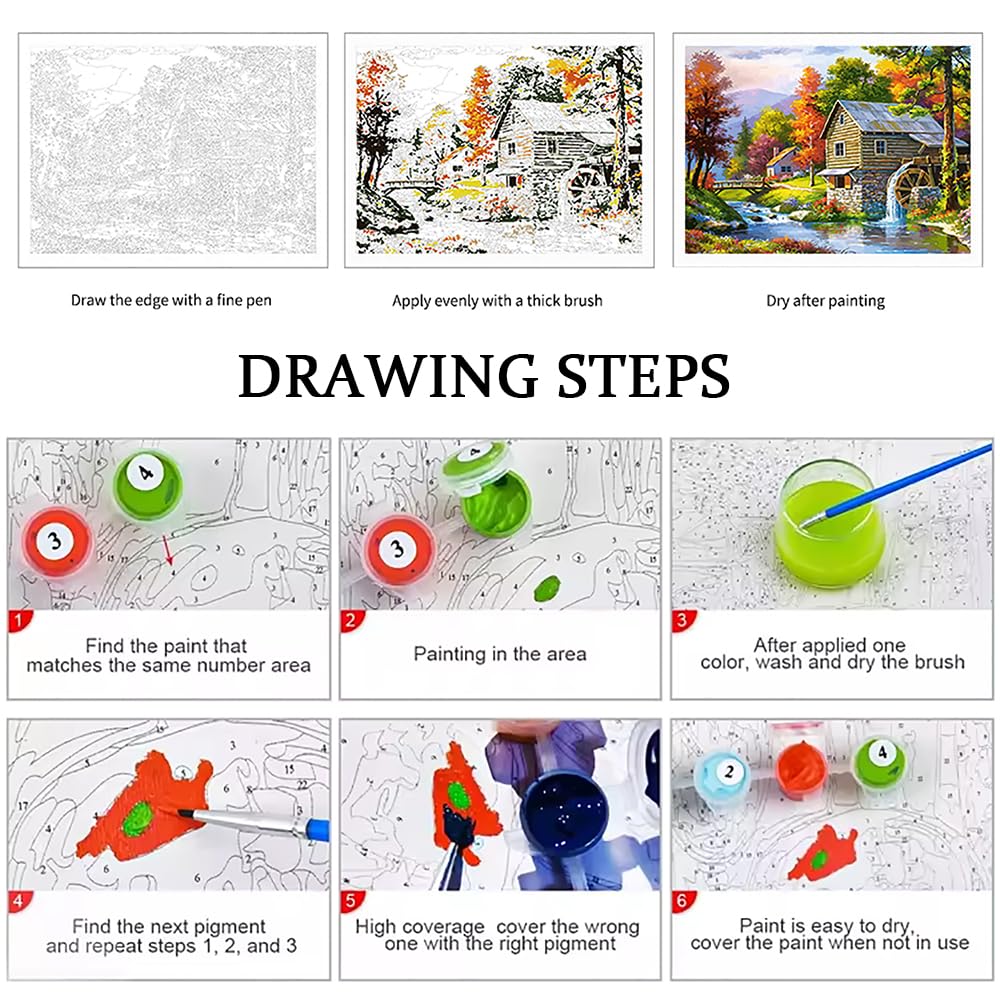 changjiawujin Snow Mountain Paint by Numbers Kit for Adults,Landscape Forest Paint by Number Kits Nature,DIY Acrylic Drawing Paintwork Crafts with Paintbrushes 16 * 20 inch changjiawujin