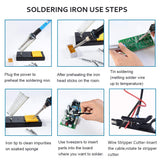 Soldering Iron, Soldering Iron Kit Electronics, 60W Adjustable Temperature Welding Tool, 5pcs Soldering Iron Tip, Soldering Iron Stand, Desoldering Pump, Tweezers, Solder Wire, Rosin, Carry Bag HANDSKIT