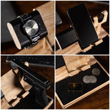 DGWJSU Pistol Rack for Gun Safe, Wood Handgun Rack Holder for Gun, Phone Docking Station as Nightstand Organizer as Gifts for Men Boyfriend Husband Father in Anniversary Birthday Christmas DGWJSU