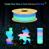 1.75mm Glowing in Dark Fast Color Change Rainbow Multi Colored PLA Filament, Each 5-10m Fast Color Random Gradually Changed 3D Printer Material, 1KG 2.2lbs PLA with Extra 3D Printing Tool by MIKA3D MIKA3D