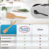 Alpine Cuisine Bamboo Wood Spatula 12-Inch with Wood Handle - Heat-Resistant Head with Curved Front for Scooping & Scraping, Kitchen Spatulas for Cooking, & Baking - Dishwasher-Safe & BPA-Free Alpine Cuisine