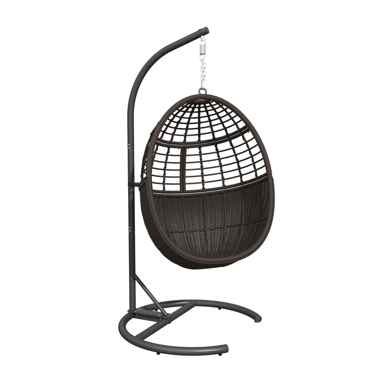 TWT Hanging Egg Chair with Stand, 330lbs Capacity Patio Wicker Egg Swing Chair with UV Resistant Cushion for Bedroom Garden Indoor Outdoor (Dark Brown) TWT