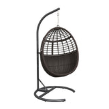 TWT Hanging Egg Chair with Stand, 330lbs Capacity Patio Wicker Egg Swing Chair with UV Resistant Cushion for Bedroom Garden Indoor Outdoor (Dark Brown) TWT