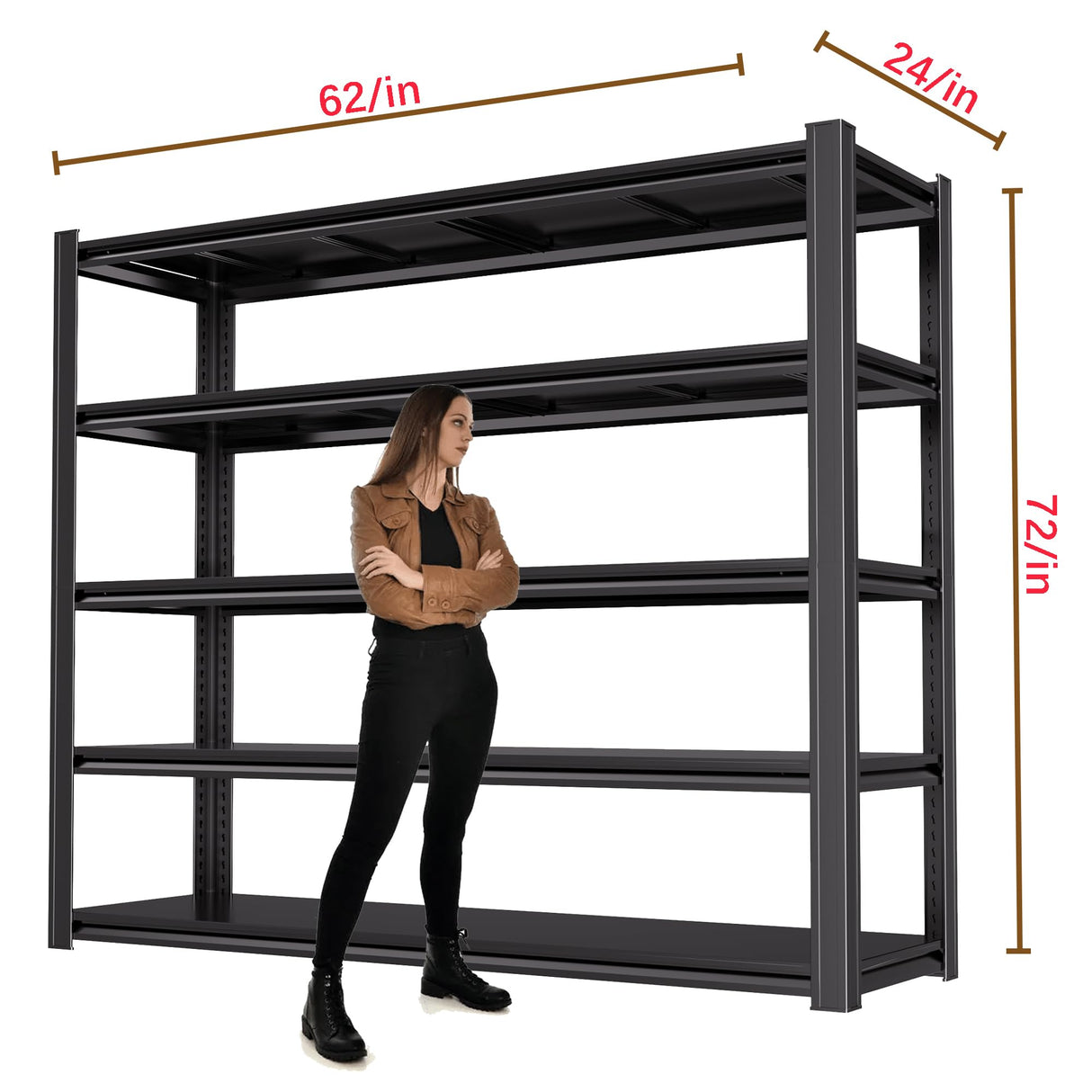 LI JIU HOME 72“H Garage Shelving Heavy Duty Storage Shelves 3500 LBS Adjustable Metal Shelving Uints and Storage for Garage,Warehouse,School,Commercial,Business, 62 "W x 24 "D x 72 "H (5T 72*62*24) LI JIU HOME