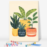 Framed Paint by Numbers Kit for Adults Beginner, Plants Easy Paint by Number Kits on Canvas Framed, Green Plant DIY Acrylic Oil Painting by Numbers with Frame for Gift Home Decor 8 x 12 inch GEEHEIY