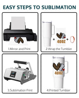 OFFNOVA 40oz Sublimation Tumblers with Handle, Stainless Steel Coffee Tumbler Blank, Double Wall Vacuum Sublimation Travel Cups for Heat Press Printing OFFNOVA