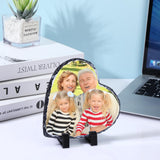 Seajan 18 Pieces Sublimation Slate Blanks Heart Shaped Stone Customized Memorial Frame with Display Stands 5.9 x 5.9 Inch Rock Sublimation Plaque Blank Personalized Picture Frame for Heat Transfer Seajan