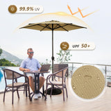 Abba Patio 7.5FT Lyon Outdoor Patio Umbrella Outdoor Table Umbrella with Push Button Tilt and Crank Market Umbrella 6 Sturdy Ribs UV Protection Waterproof for Garden Deck Backyard Pool Tan Abba Patio