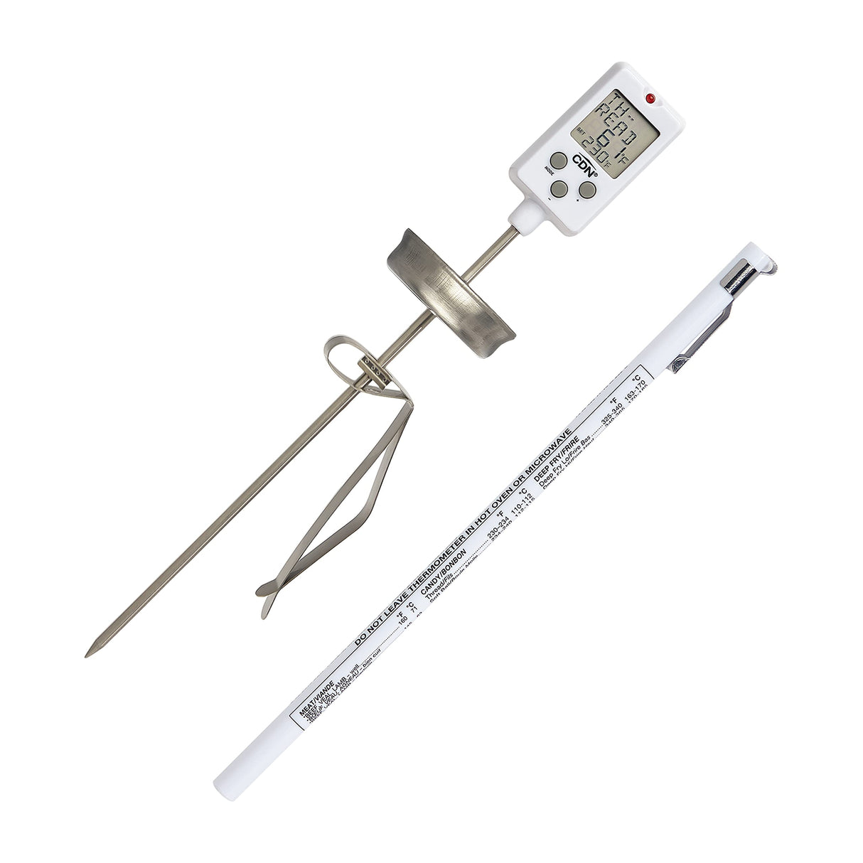 CDN Digital Candy Thermometer Long 8'' Stainless Steel Stem, Adjustable Pot Clip, Preset Candy Stages with Audio/Visual Alerts, Instant Read For Cooking, Deep Frying & Oil - DTC450 CDN