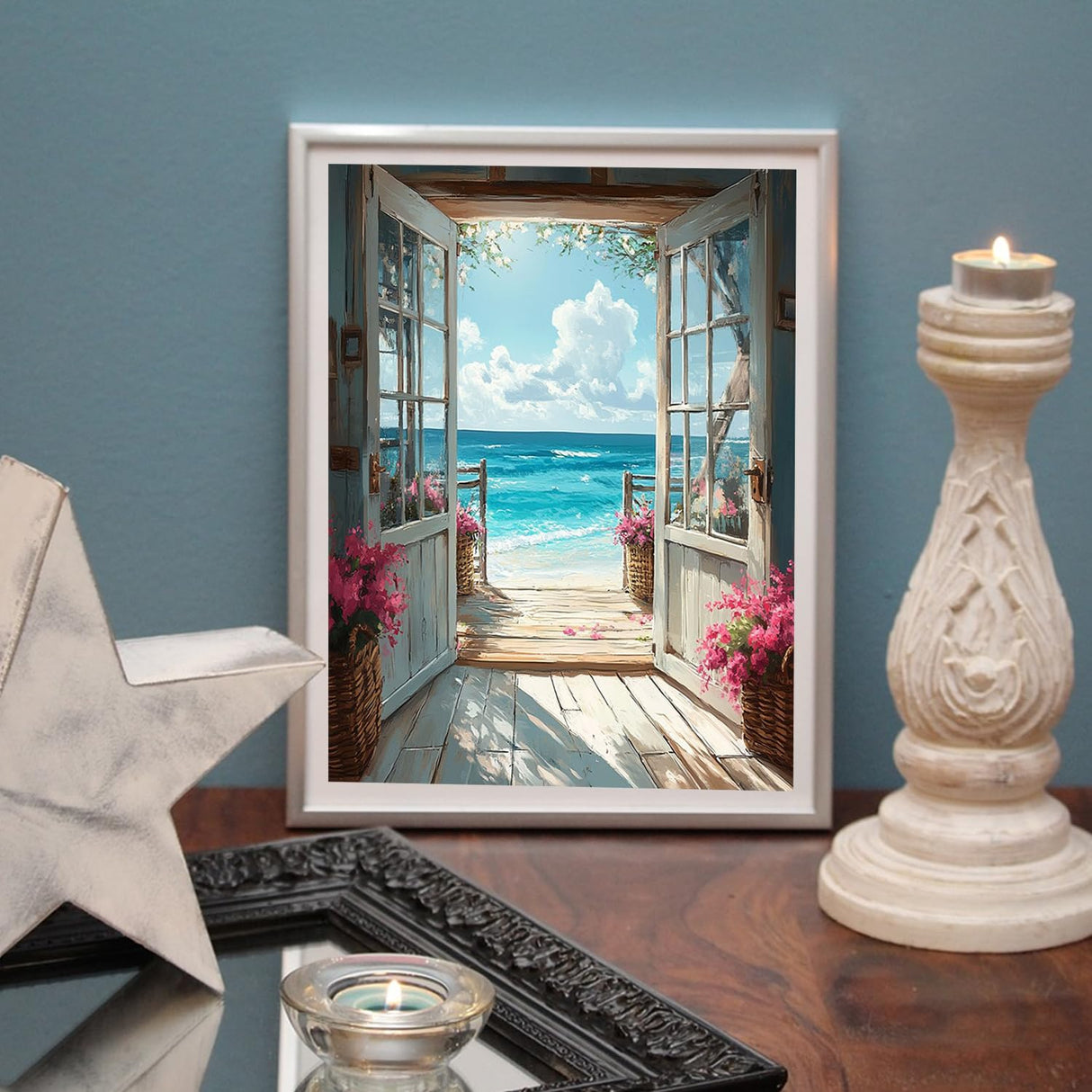 MBNTJHT DIY Scenery Paint by Numbers Kit for Adults on Canvas,Landscape Beach Digital Oil Painting Kit for Adults Beginner,Easy Scenery Acrylic Paint by Number Kits for Holiday Gifts 16X20 Inch. MBNTJHT