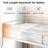 Zevemomo Twin Over Full Bunk Bed, Metal Low Profile Bunkbeds with Full-Length Guardrail and Ladder, Space Saving, No Boxing Spring Needed, White Zevemomo