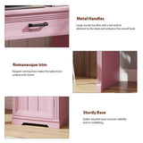 FOMNEY Farmhouse Vanity Desk with Flip Top Mirror, 43.3" W Makeup Vanity with Drawers, Storage Cabinet, Dressing Make Up Vanity Table for Bedroom, Wood Home Office Desk, Pink FOMNEY