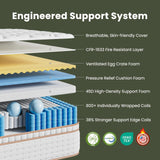 BedStory Firm King Mattress - 14 Inch Hybrid Mattress with Extra Lumbar Support for Back Pain Relief - Motion Isolation and Reinforced Edges - 365-Night Trial, Fiberglass-Free, CertiPUR-US BedStory