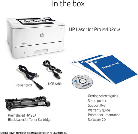 HP LaserJet Pro M402dn Monochrome Laser Printer with Built-in Ethernet & Double-Sided Printing, Amazon Dash replenishment ready (C5F94A), A4 HP
