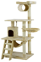 Go Pet Club Classic Cat Tree, Faux Fur Finish, Sisal Rope Scratcher, 62"H, Beige Go Pet Club
