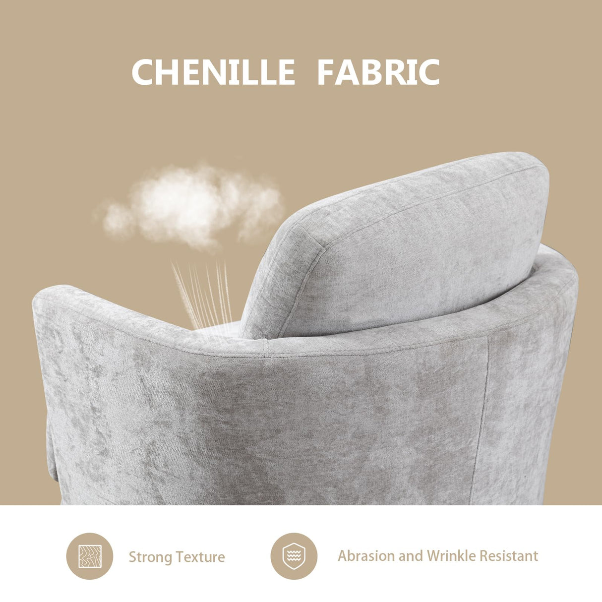 Chifee & Vingol 32" Chenille Swivel Barrel Chair Upholstered Round Chair,Light Grey Chifee & Vingol