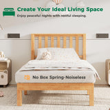 DELAVIN Twin Bed Frame with Headboard, Malaysian Oak Wood Platform Bed Frame, Farmhouse Bed Frame with 12 Wooden Slats Support, No Box Spring Needed, Easy Assembly, Twin, Rustic Pine DELAVIN