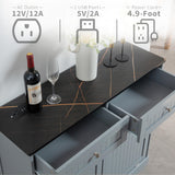 GAZHOME Double Tilt Out Trash Cabinet with Charging Station, Upgrade Wooden Trash Cabinet with Outlet,Recycling Cabinet with Hideaway Drawer,20 Gallon Tilt Out Trash Cabinet (Grey) GAZHOME